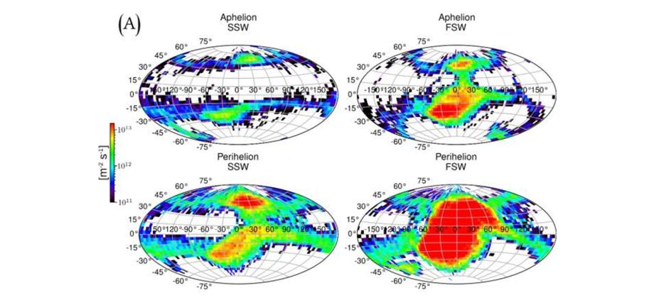 Precipitations of solar wind ions at the surface of the planet Mercury
