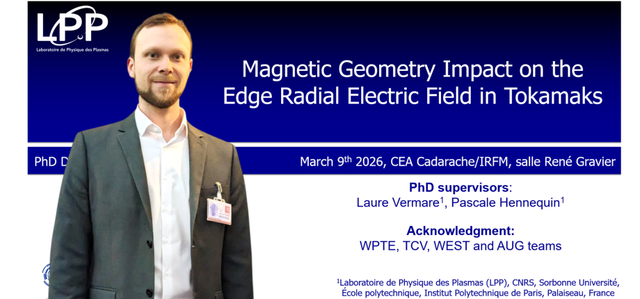 Congratulations to Sascha Rienäcker for successfully defending his thesis titled “Impact of Magnetic Geometry on the Edge Radial Electric Field in Tokamaks”