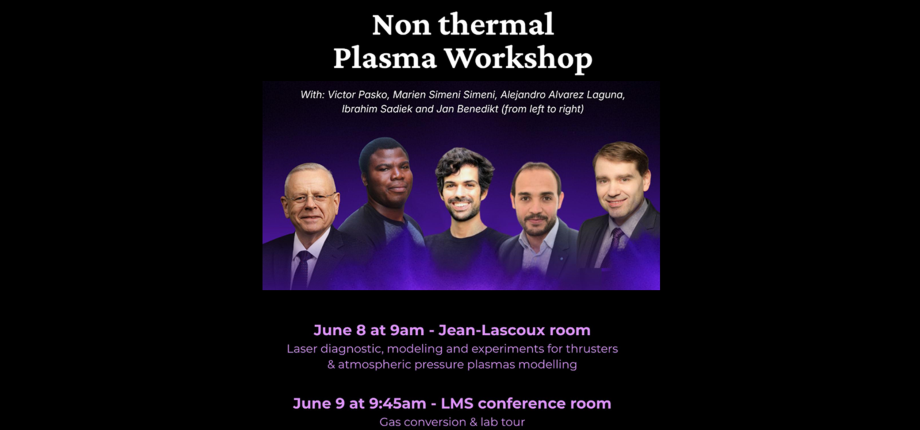 Workshop "Non Thermal Plasma" : avancées récentes en diagnostic, modélisation et applications