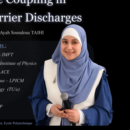 Félicitations à Ayah TAIHI qui a soutenu sa thèse avec succès (Couplage plasma–interface dans les décharges à barrière semi-conductrice) 