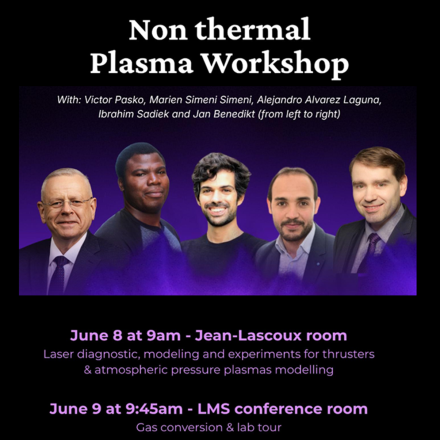 Workshop "Non Thermal Plasma" : avancées récentes en diagnostic, modélisation et applications
